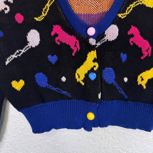 Elhoffer Cardigan Womens Medium Luna Looney Witch Crop Sweater Costume Cosplay - Picture 5 of 10